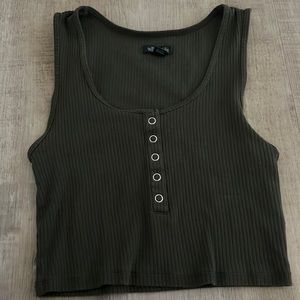Wild Fable Dark Green Button Down Tank Top (Size XS)